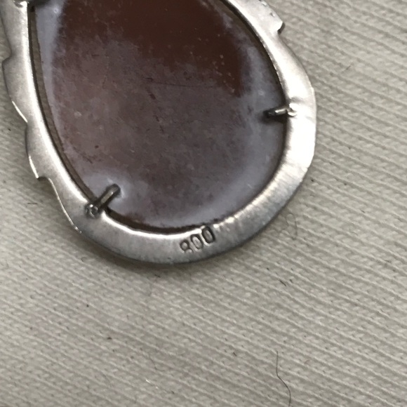 Edwardian Madonna Mary Rare 800 European Silver Cameo Pendant with Marcasite - Picture 5 of 8